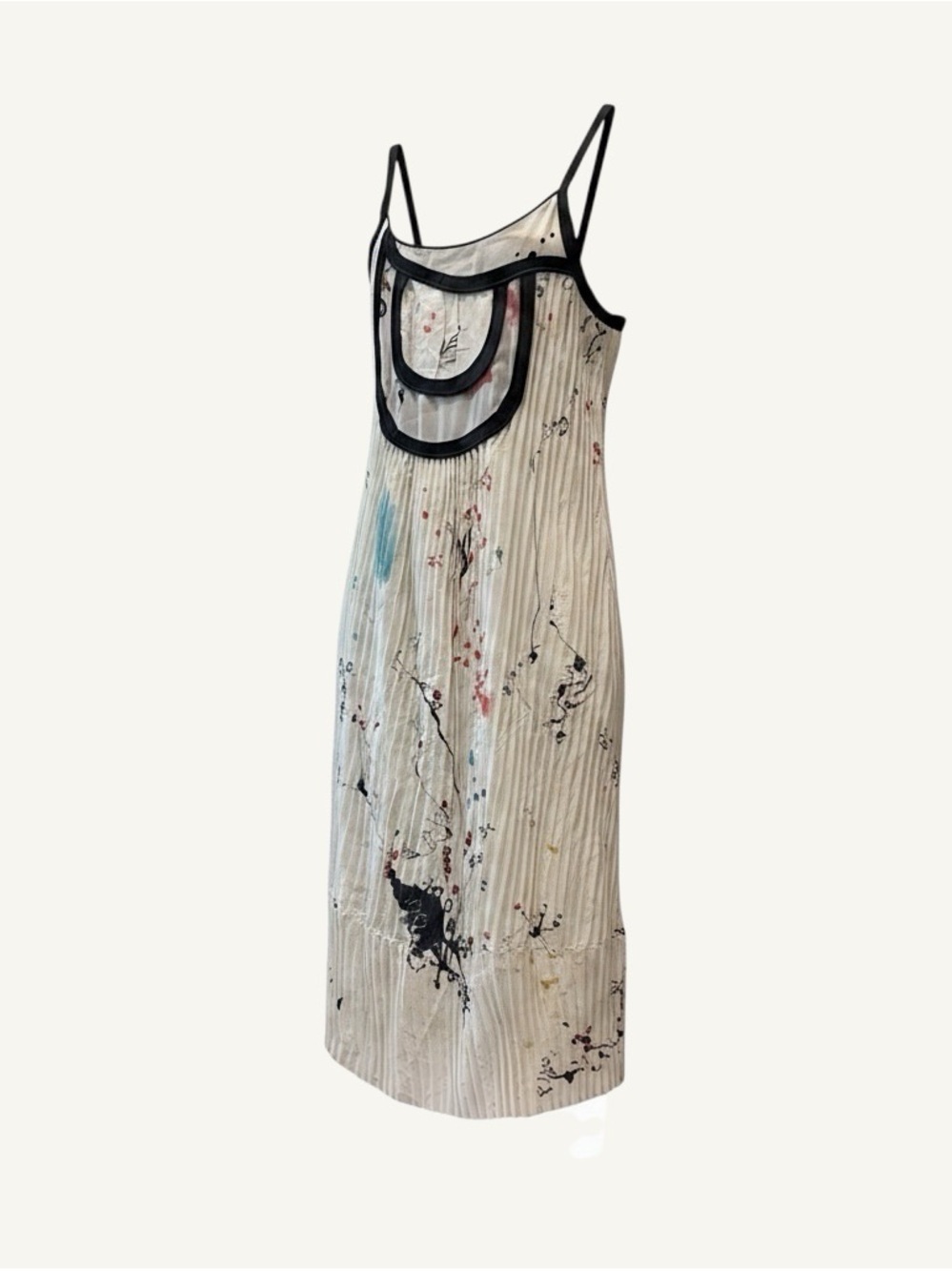 Cotélac Abstract Print Pleated Asymmetrical Dress Size 3 L French Lagenlook